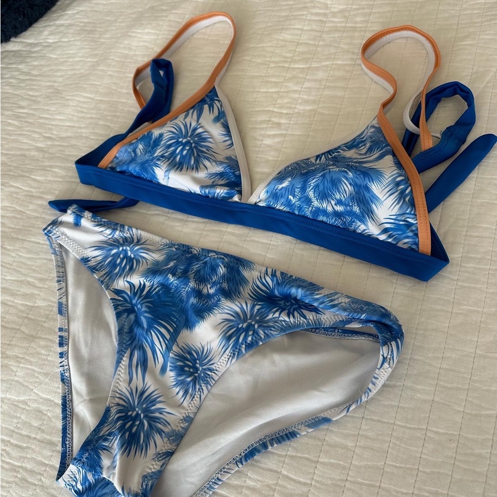Blue and white bikini!